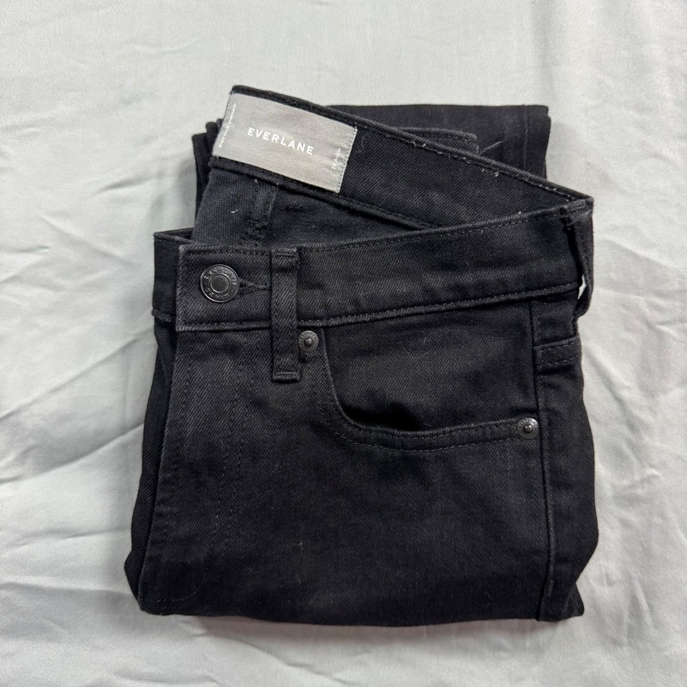 Everlane The Original Cheeky Straight Jeans Black Denim Women's 24 Ankle Goth